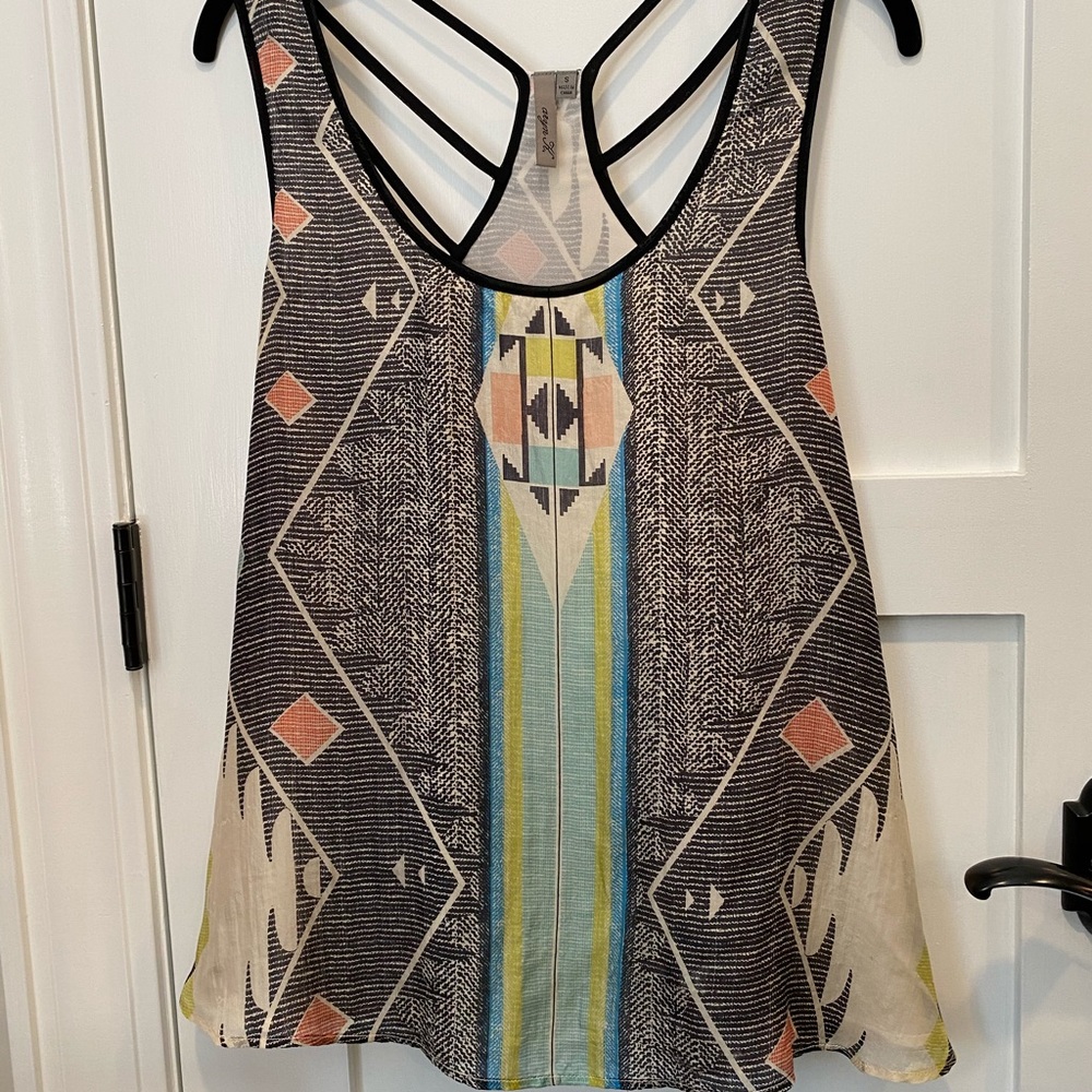 Aryn K Silk geo print tank